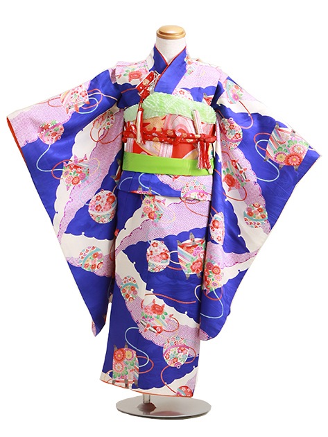 七五三 レンタル 女の子/5〜7歳 七五三着物 7歳 七五三着物7歳 青色/てまり糸まき 卒園式 結婚式 NT-ク|七五三レンタル-女の子