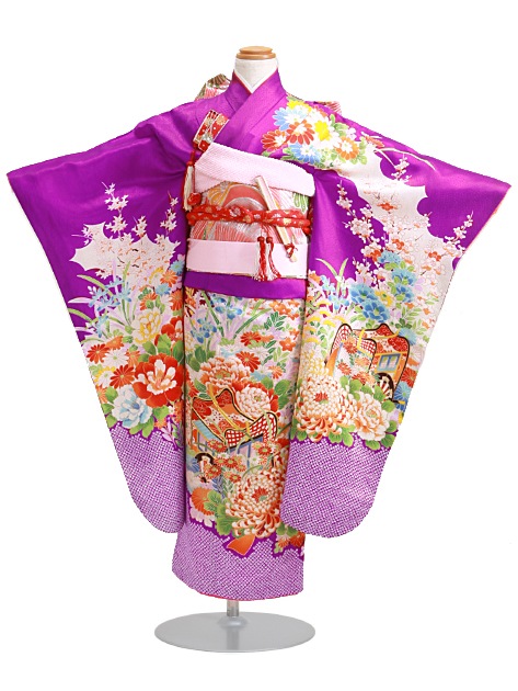 七五三 レンタル 女の子/5〜7歳 七五三着物 7歳 七五三着物7歳 紫色/御所車 卒園式 結婚式 NT-テ|七五三レンタル-女の子