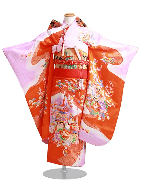 七五三 レンタル 女の子/5〜7歳 七五三着物 7歳 七五三着物7歳 朱色/山鉾山車 卒園式 結婚式 NT-メ|七五三レンタル-女の子