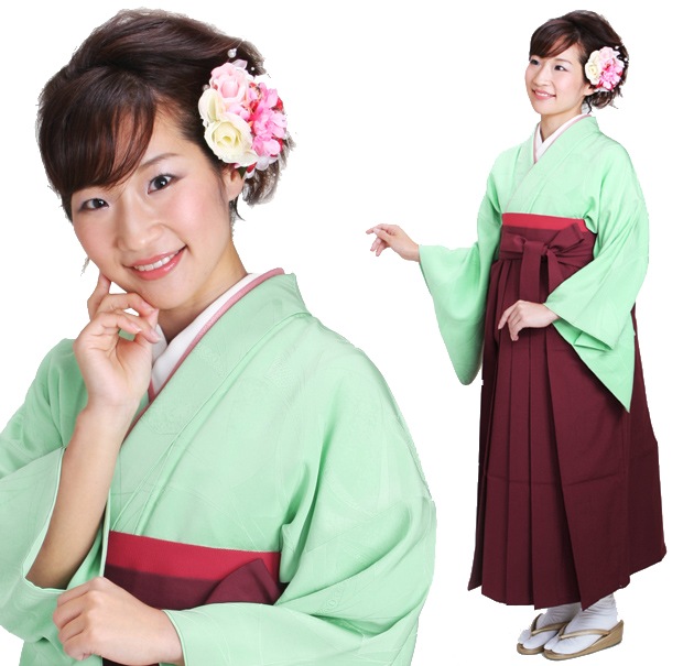 卒業式 袴 レンタル 薄みどり色 無地 身長～160cm,7号～13号 NT