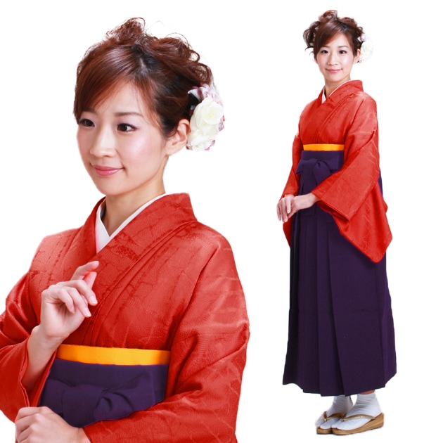 卒業式 袴 レンタル レンガ色 身長〜158cm,7号〜13号 NT-muji37|先生方にお勧め（色無地＆はかま）|卒業式 女性袴レンタル