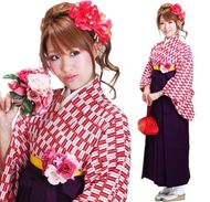 卒業式 袴 レンタル 赤色 矢絣柄 はいからさん 身長〜170cm,7号〜13号|卒業式 女性袴レンタル