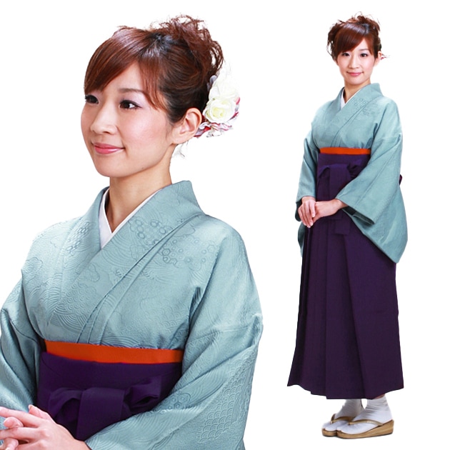 卒業式 袴 レンタル ブルー色 身長〜158cm,7号〜13号 NT-muji52|卒業式 女性袴レンタル