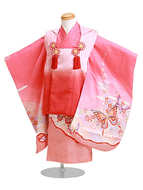 七五三 被布セット レンタル 女の子 3歳 ピンク色/蝶々〔身長：92cm,94cm〕 卒園式 結婚式 NT-331-12|七五三レンタル-女の子