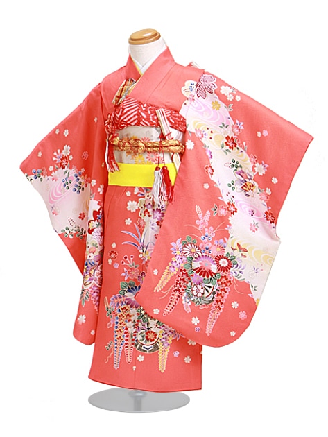 七五三 レンタル 女の子/3歳 七五三着物 ピンク色/藤小花〔身長：98cm〕卒園式 結婚式 NT-340|七五三レンタル-女の子