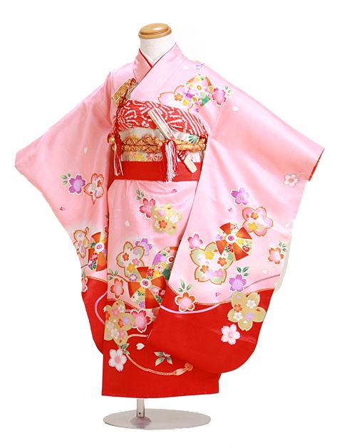 七五三 レンタル 女の子/3歳 七五三着物 ピンク色/てまり・桜〔身長：98cm〕卒園式 結婚式 NT-349|七五三レンタル-女の子
