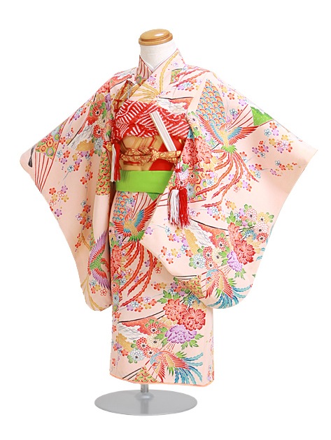 七五三 レンタル 女の子/3歳 七五三着物 ピンク色/扇小花〔身長：92cm,94cm〕卒園式 結婚式 NT-315|七五三レンタル-女の子
