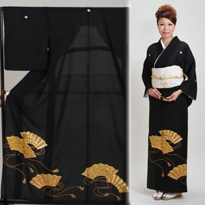 留袖 レンタル・【絽】（7月/8月向け着物）黒留袖 フルセット