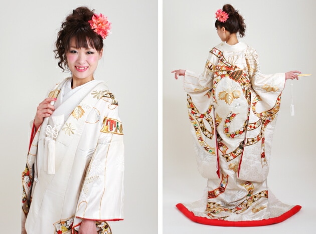 22cmドールサイズ 花嫁衣装　色打掛 色打掛レンタル 白色/のしめ白地 NT-74 | 色打掛レンタル