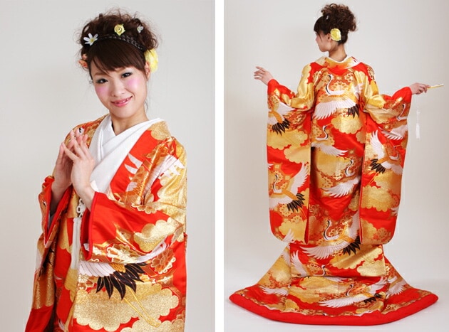 色打掛レンタル 朱色/鶴 NT-239 | 色打掛レンタル | | 花嫁衣裳.com