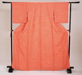 色無地 【単衣】 レンタル 6月・9月 〔高級正絹〕 オレンジ色 お宮参り