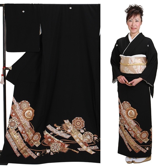ぐあんな 黒留袖 7点セット 黒留袖 レンタル〔150cm～165cm/7号～13号位〕結婚式 着物