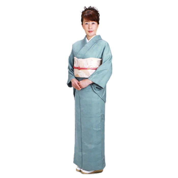 色無地 レンタル 袷 10月～5月向け 高級正絹 深ブルー色 着物 一つ紋