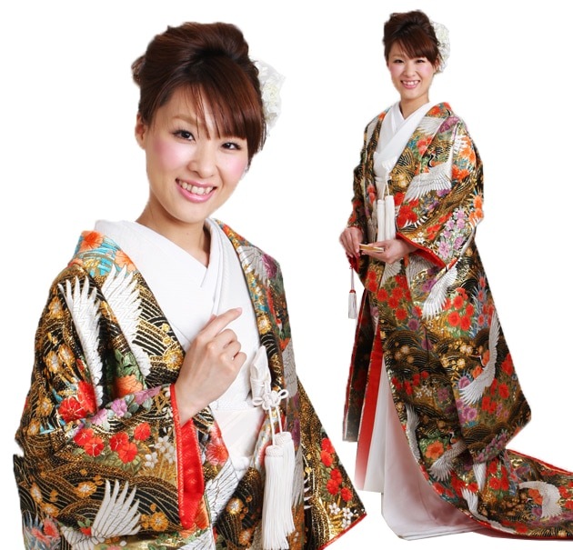 色打掛レンタル 黒色/流水小袖習作 NT-807 | 色打掛レンタル