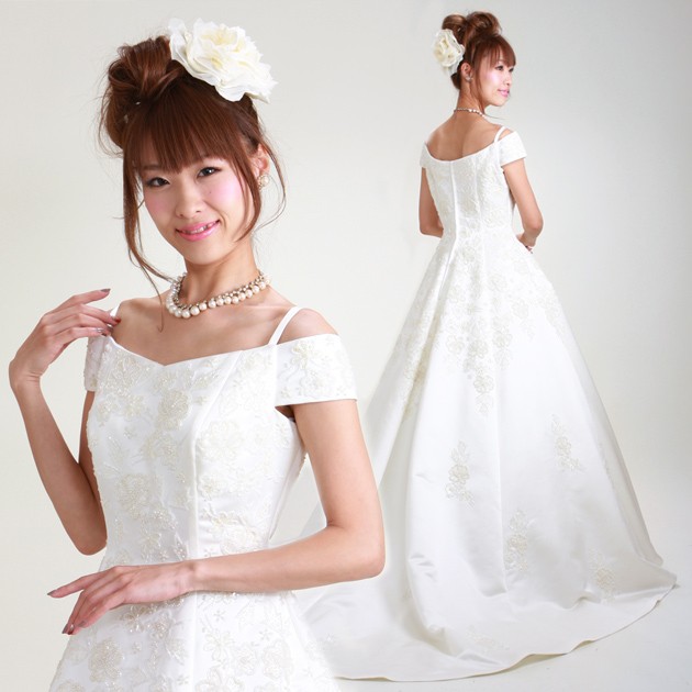 【編上げ 7〜11号サイズ】NICOLE ウェディングドレス　Aライン　花柄刺繍 編上げ 7〜11号サイズ】NICOLE ウェディングドレスAライン花柄刺繍
