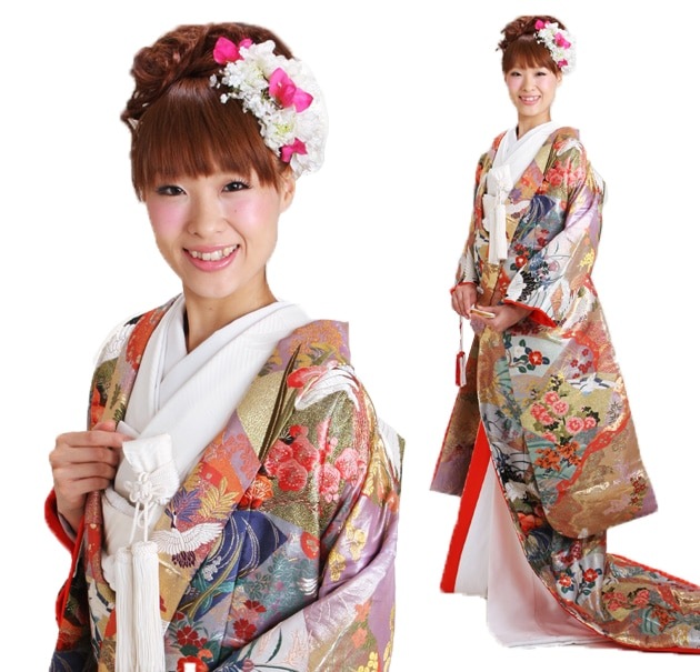 色打掛レンタル 淡紫色/道長地紙花鳥文 NT-817 | 色打掛レンタル