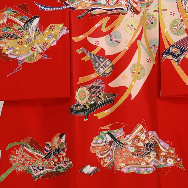 お宮参り レンタル 初着 産着 レンタル 女の子 赤/十二単 【日本製高級