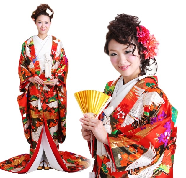 打掛 レンタル 色打掛 赤色 鶴に梅桜 NT-707 送料無料 色打掛レンタル 赤色/鶴に梅桜 NT-707 | 色打掛レンタル | | 花嫁衣裳.com