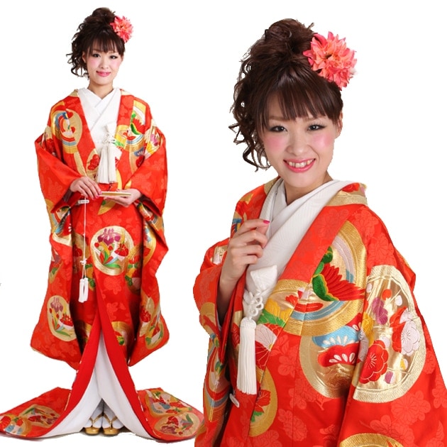 打掛 レンタル 色打掛 赤色 丸紋 NT-169 送料無料 色打掛レンタル 赤色/丸紋 NT-169 | 色打掛レンタル | | 花嫁衣裳.com