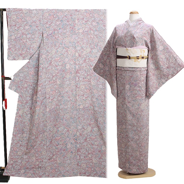 小紋 レンタル 袷〔10月〜5月向き〕紫色 お稽古 観劇 送料無料 NT-60 小紋 レンタル 袷 10月～5月向け 高級正絹 紫色 お稽古 観劇 FCT0060