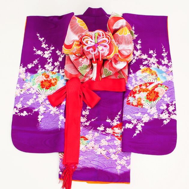 七五三 レンタル 女の子/5～7歳 七五三着物 7歳 七五三着物7歳 紫色/扇