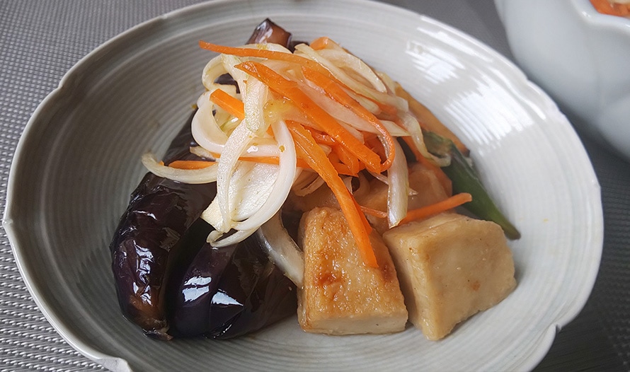 あわ麸と茄子の揚げ浸し