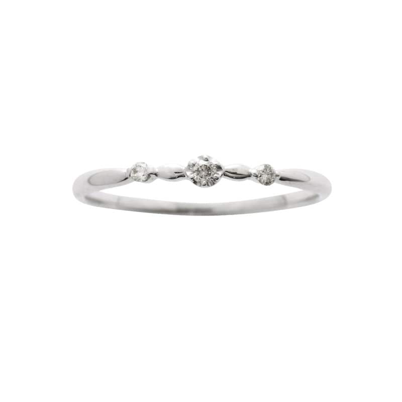 【Meteore】 K10 WG ホワイトゴールド 0.03ct ダイヤモンド ピンキーリング #04 1105500180
