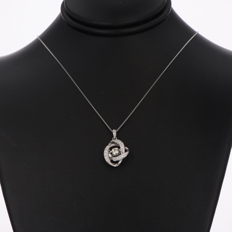 【Dancing Stone】 PT プラチナ 0.15ct ダイヤモンド ホースシュー ネックレス 1125508331