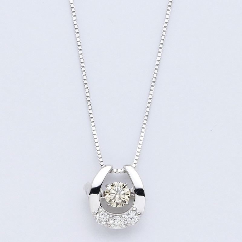 【Dancing Stone】 K18 WG ホワイトゴールド 0.2ct ホースシュー ダイヤモンド ネックレス 1125513005