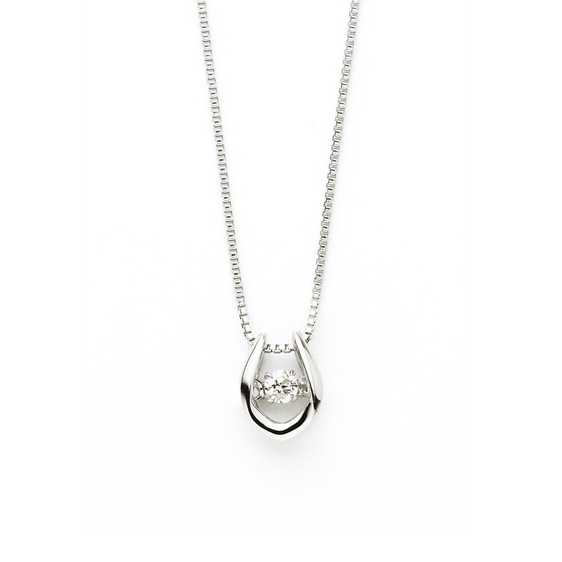 【Dancing Stone】 K18 WG ホワイトゴールド 0.03ct ダイヤモンド ホースシュー ネックレス 1125515831