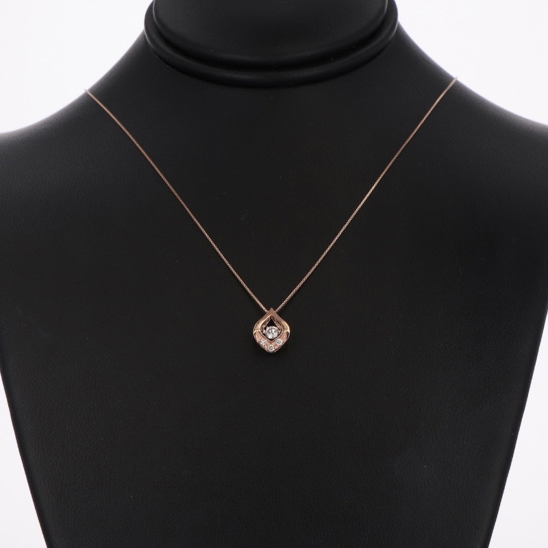 【Dancing Stone】 K10 PG ピンクゴールド 0.1ct ダイヤモンド ネックレス 1136502416