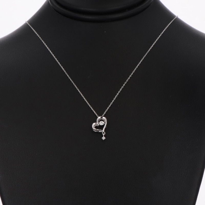 【Dancing Stone】 K10 WG ホワイトゴールド 0.03ct ダイヤモンド ネックレス 1136503731