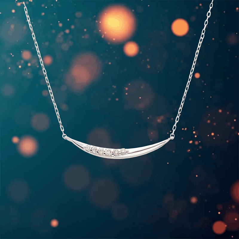 【Meteore】 K10 WG ホワイトゴールド 0.03ct ダイヤモンド ネックレス 1136504152