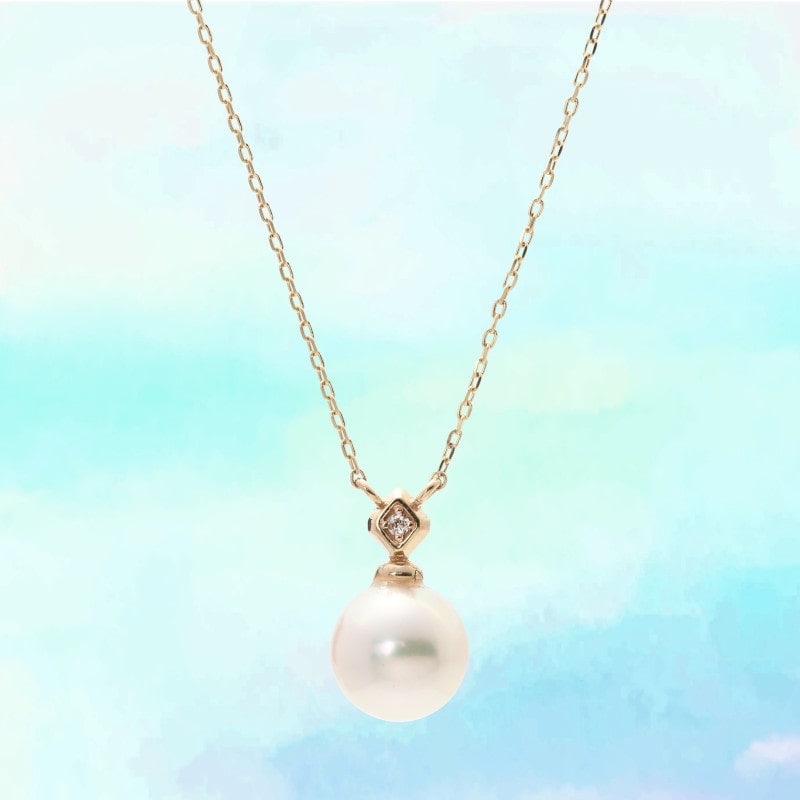 One Wish】 K10 YG イエローゴールド あこや真珠 パール 0.006ct