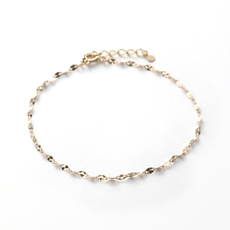 【LIEN】 K10 YG イエローゴールド ブレスレット エクレアミラー チェーン 1136504244