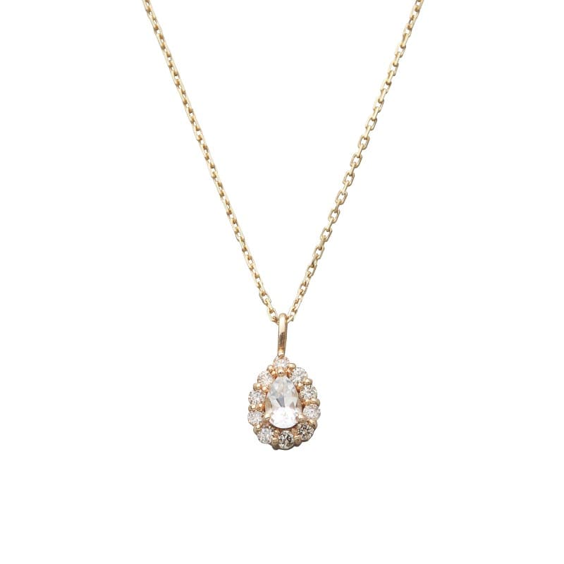 【Royal Gold】 K10 YG イエローゴールド 0.05ct ダイヤモンド ホワイトトパーズ ネックレス 1151000355