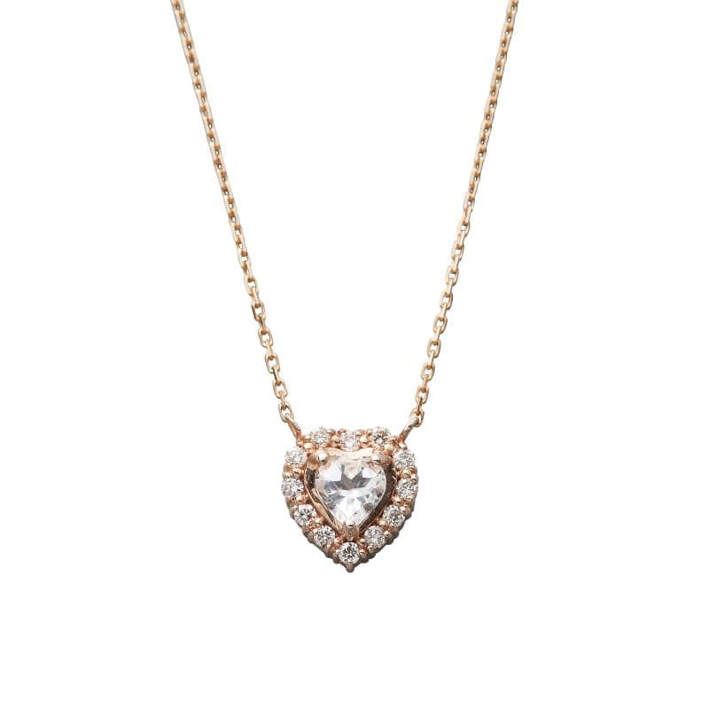 【Royal Gold】 K10 PG ピンクゴールド 0.04ct ダイヤモンド ホワイトトパーズ ネックレス 1151000357