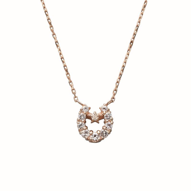 【Royal Gold】 K10 ピンクゴールド ダイヤモンド ホワイトトパーズ ネックレス 1151000360