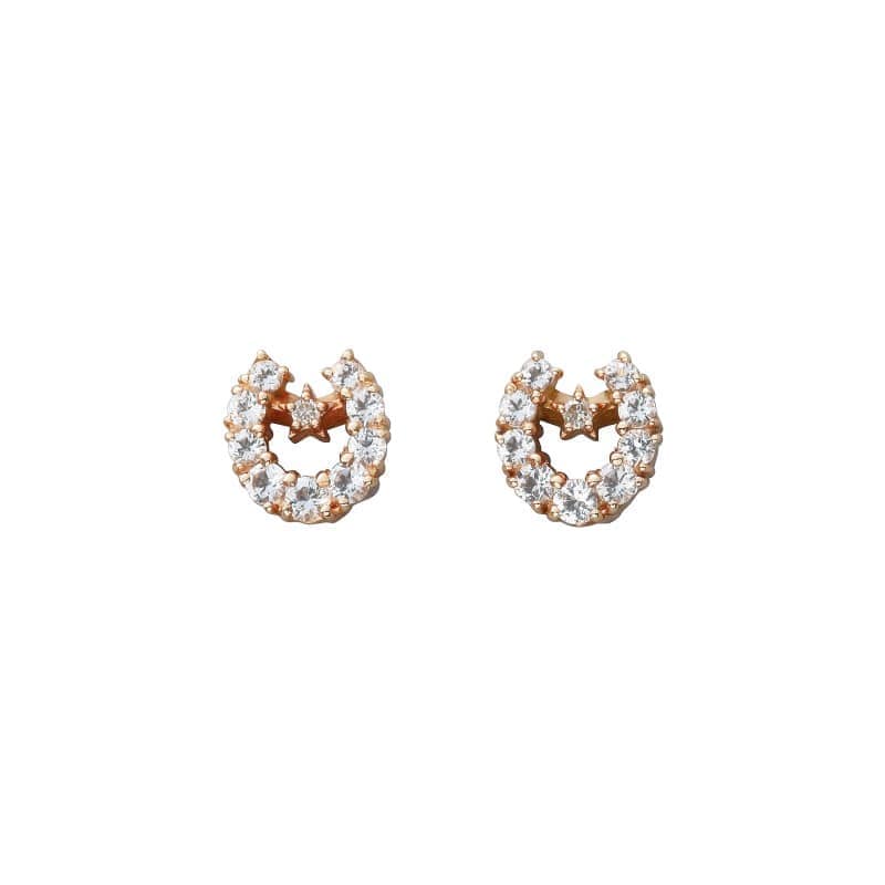 【Royal Gold】 K10 ピンクゴールド ダイヤモンド ホワイトトパーズ ピアス 1151000361