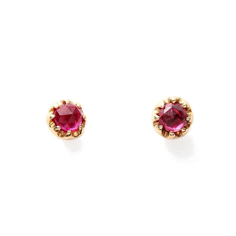 【Royal Gold】K10YG ローズカット ルビー ピアス 1151000374