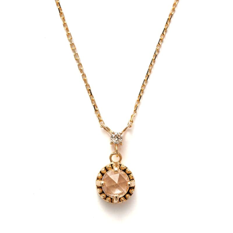 【Royal Gold】 K10 YG イエローゴールド ホワイトトパーズ （ ローズカット ） ダイヤモンド 0.01ct ネックレス 1151000382