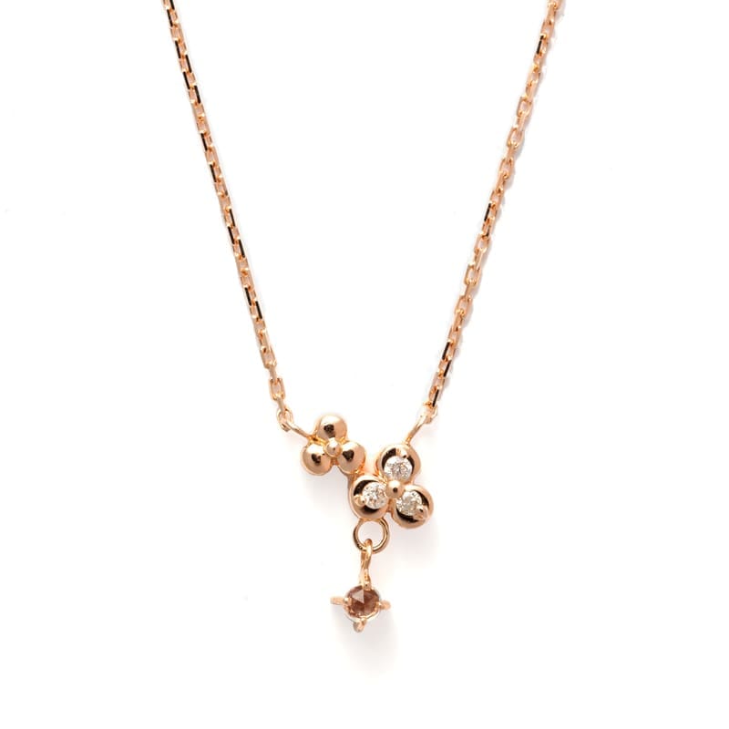 【Royal Gold】 K10 PG ピンクゴールド ホワイトトパーズ （ ローズカット ） ダイヤモンド 0.01ct ネックレス 1151000387