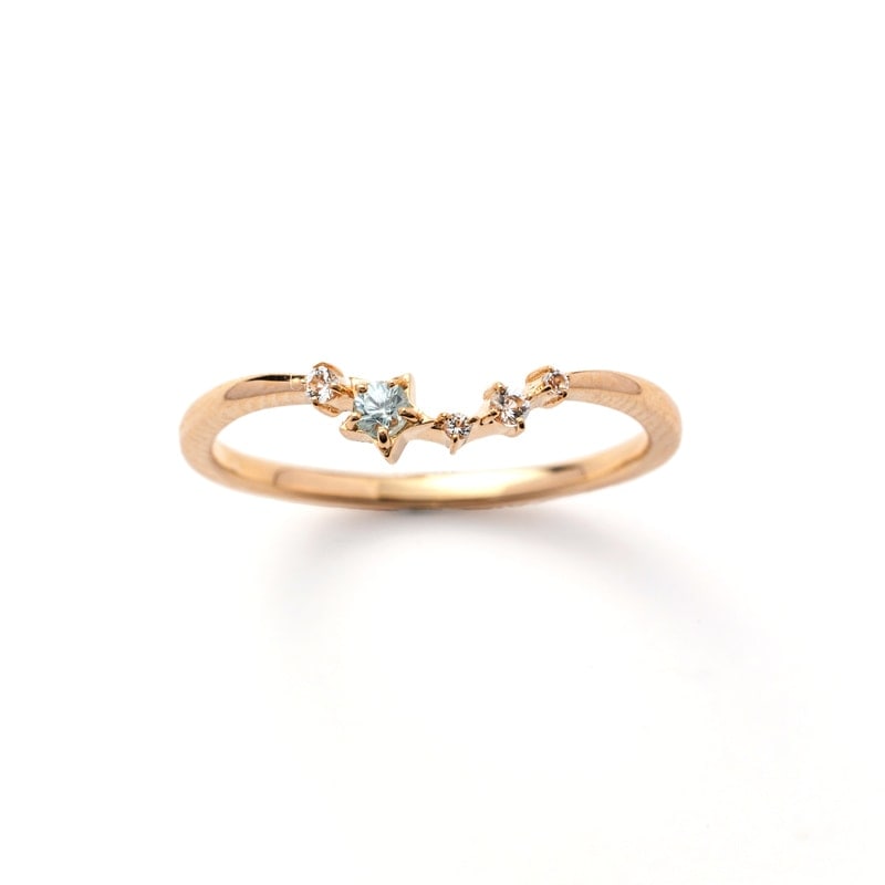 【Royal Gold】 K10 YG イエローゴールド ブルージルコン ホワイトトパーズ リング #11 1151000390