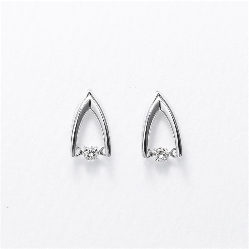 【Dancing Stone】 K18 WG ホワイトゴールド 0.1ct ダイヤモンド ピアス 1161700208