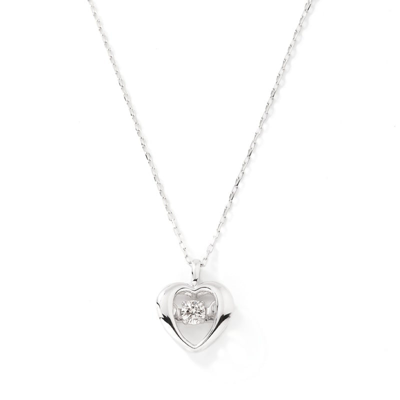 【Dancing Stone】 K10 WG ホワイトゴールド 0.05ct ダイヤモンド ネックレス 1161700915