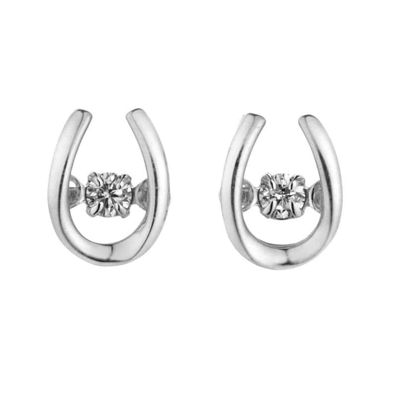 【Dancing Stone】 K10 WG ホワイトゴールド 0.04ct ダイヤモンド ホースシュー ピアス 1161701874