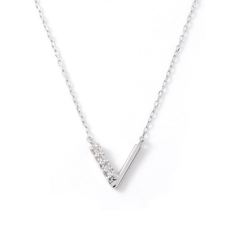 【Lab Grown Diamond】 K10 WG ホワイトゴールド 0.02ct ラボグロウンダイヤモンド LGD ネックレス 1168800015