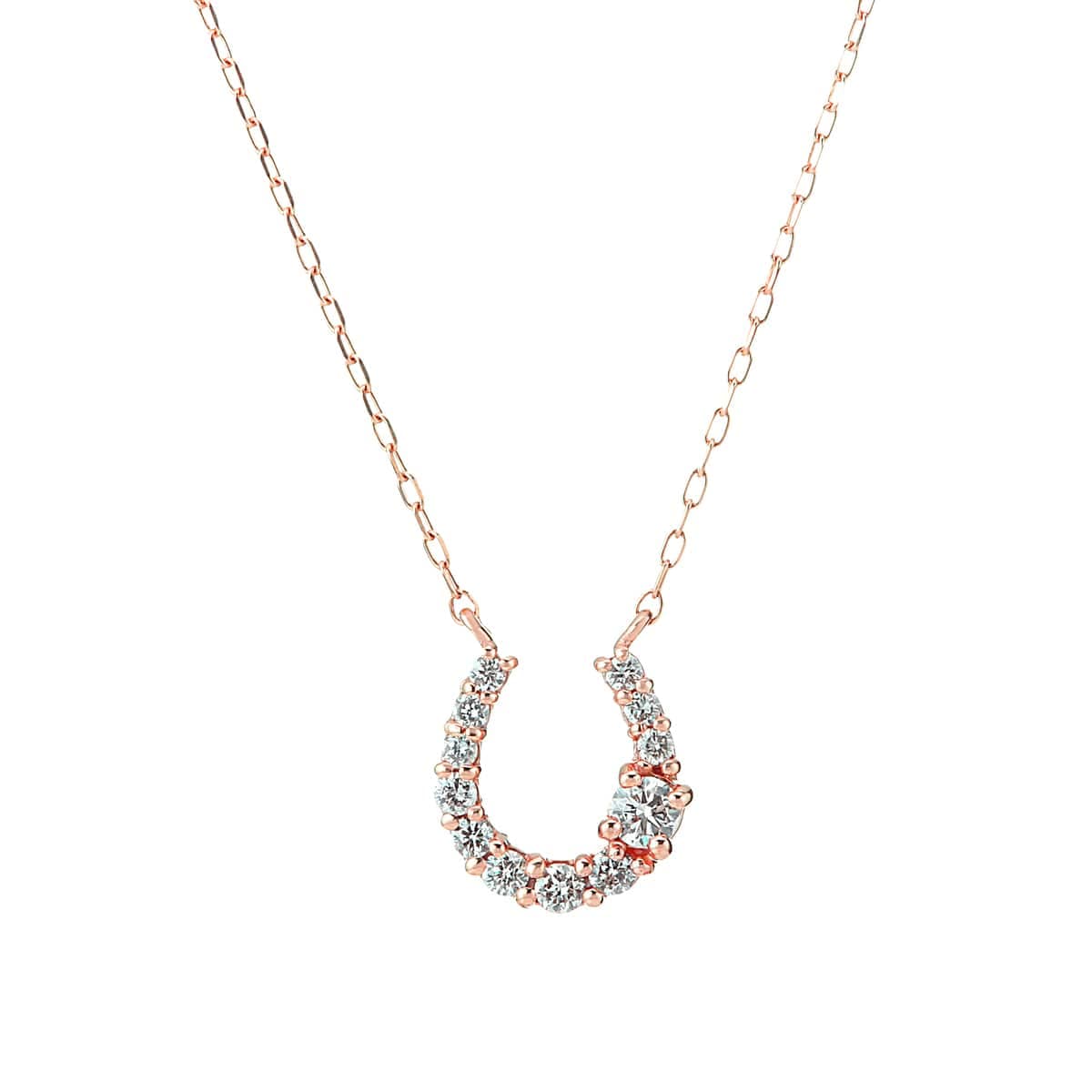 【toujours】 K10 PG ピンクゴールド ダイヤモンド 0.15ct ネックレス 40cm 1175800052
