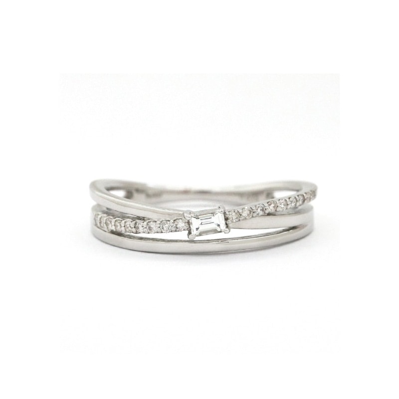 【toujours】 PT プラチナ 0.15ct Bucket Cut バゲットカット ダイヤモンド リング 1175900060