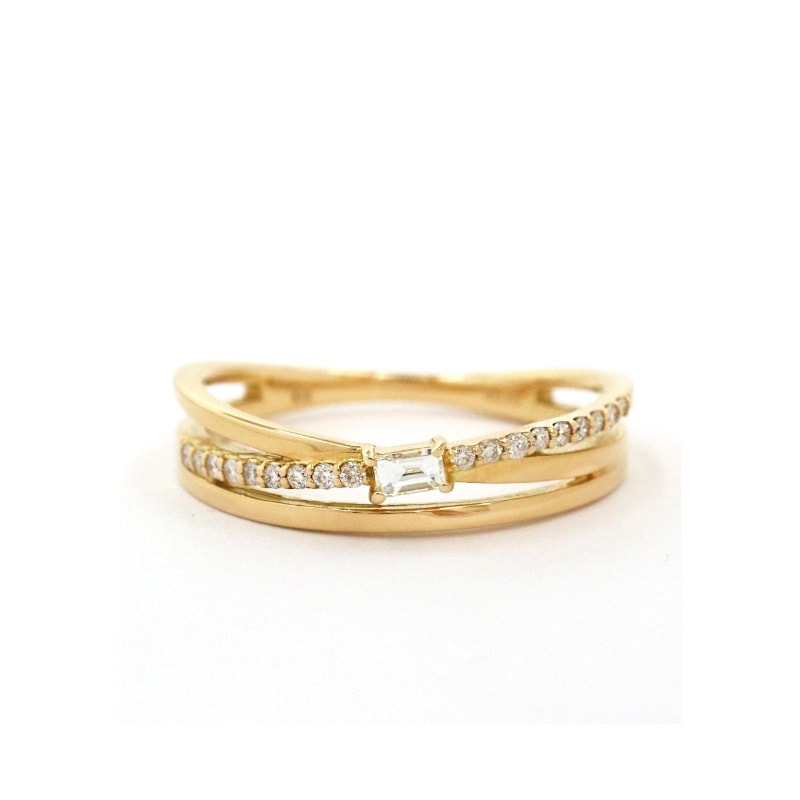 【toujours】 K18 YG イエローゴールド 0.15ct Bucket Cut バゲットカット ダイヤモンド リング 1175900063